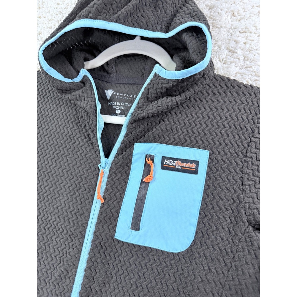 Womens Size Medium Venture Endurance Fleece Hoodie Brown Turquoise Hot Chocolate